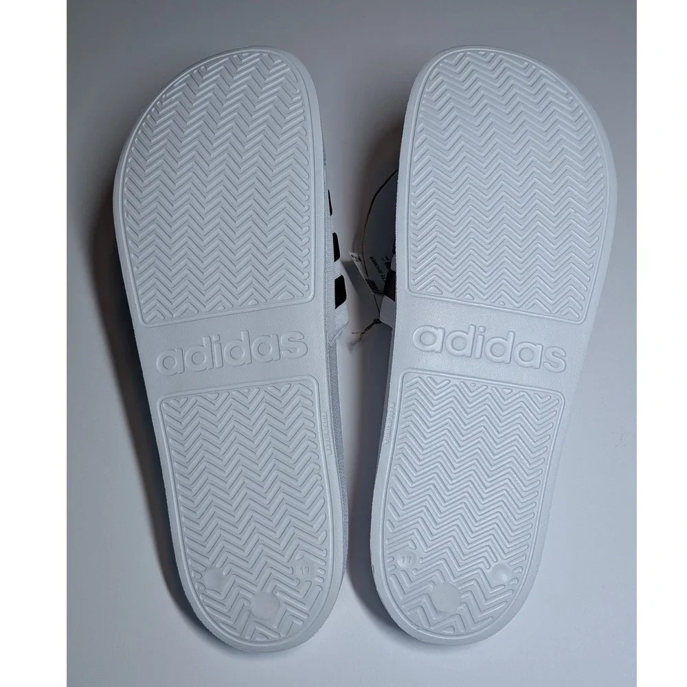 Adidas Adilette Shower Slides Mens 17 White Black Cloudfoam Sandals GZ5921
